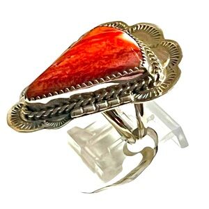 NWT NATIVE AMERICAN STERLING SPINY OYSTER CABOCHON RING